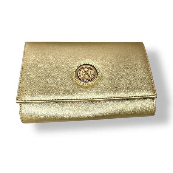 New CXL by Christian Lacroix Gold Paris Caviar Clutch Crossbody Detachable Chain - Picture 4 of 15